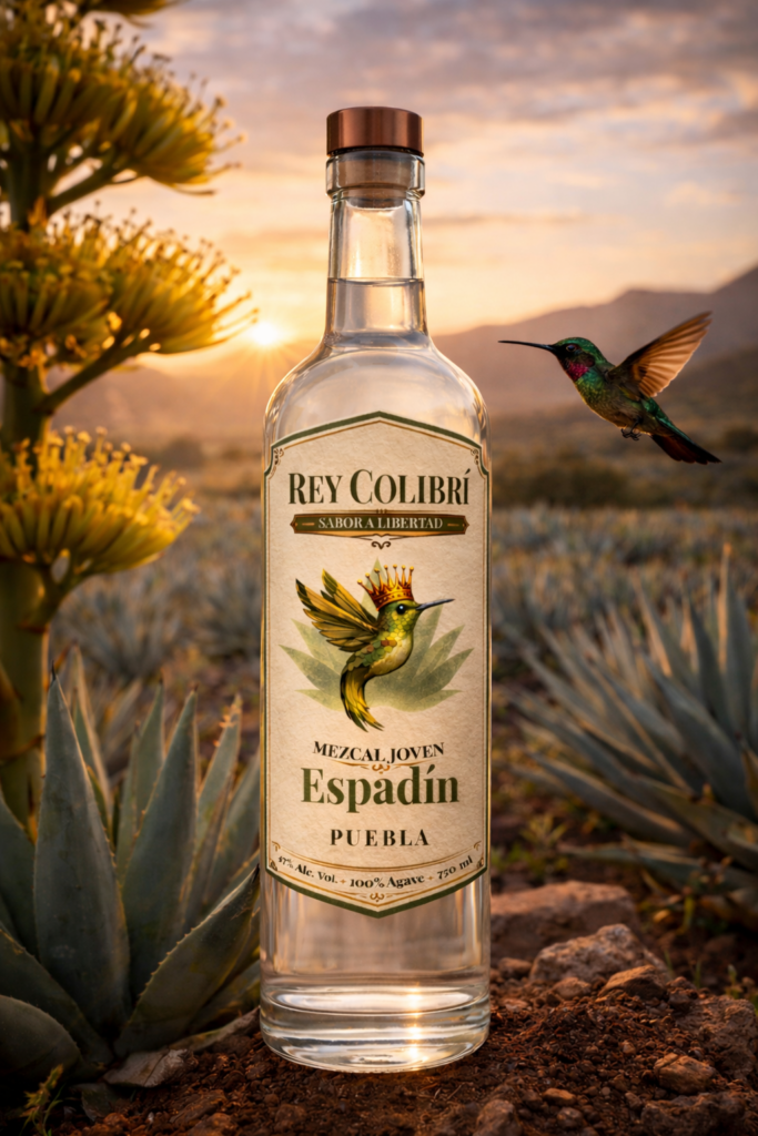 Colibrí polinizando agave en flor