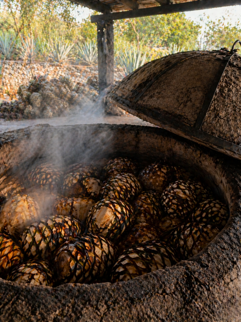 Horno cónico de piedra — cocción ancestral de piñas de agave